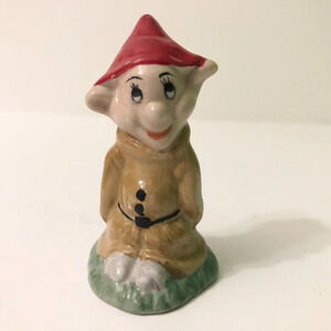 Vintage Dopey  Figurine Red Hat Ceramic Snow White 3.5 Inch Tall Figure Unmarked